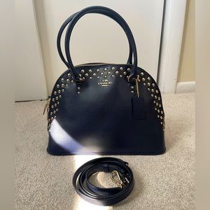 RARE Coach navy Cora domed studded satchel